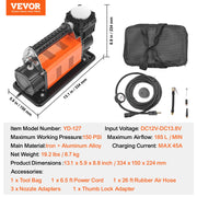 Load image into Gallery viewer, SucceBuy 12V Portable Tire Inflator 7.06CFM Heavy Duty Air Compressor 150PSI Offroad Air Pump with Adapters for Car SUV RV Truck