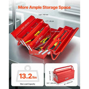 Load image into Gallery viewer, Amocart 18in Metal Tool Box 3-Tier 5-Tray Portable Folding Tool Chest Organizer with Handle Toolbox for Warehouse Repair Shop