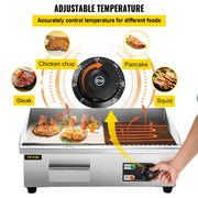 Load image into Gallery viewer, SucceBuy 14"-22" Electric Countertop Griddle Teppanyaki Grill 1600W/3200W Stainless Steel Flat Top Grills for Pancake Chicken