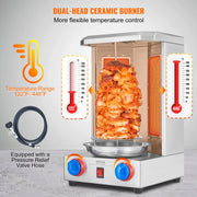 Load image into Gallery viewer, SucceBuy Shawarma Grill Machine13 lbs Chicken Shawarma Cooker Gas Vertical Broiler Gyro Rotisserie Oven Doner Kebab for Home