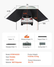 Load image into Gallery viewer, SucceBuy Vehicle Awning Retractable Car Side Awning Car Awning with Waterproof Storage Bag Suitable for Truck SUV Van Campers