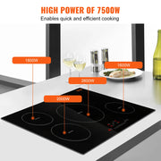 Load image into Gallery viewer, SucceBuy 4 Burners 30'' Electric Cooktop Induction Stove Top Built-in Magnetic Cooktop with 9 Heating Level Touch Screen Burner