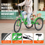Charger l'image dans la visionneuse de galerie, Amocart 20-26inch Folding Adult Tricycle 7 Speed Carbon Steel 3 Wheels with Basket Adjustable Seat Shopping Picnic For Seniors