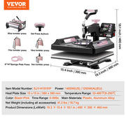 Charger l'image dans la visionneuse de galerie, Amocart Heat Press Machine Heat Transfer Machine with 30 oz Tumbler Press 360° Swing Away Digital T-Shirt Pressing Coating