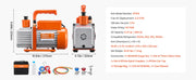 Load image into Gallery viewer, SucceBuy 3.5 CFM 4.5 CFM Vacuum Pump & Gauge Set, Single Stage Rotary Vane HVAC & Hoses for R134a R12 R22 R502a R410A R404 R407C