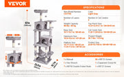 Load image into Gallery viewer, Amocart Cat Tree for Indoor Cats Cat Tower with Cat Condo Sisal Scratching Post HammockTop Perch Jumping Platforms Dark Grey