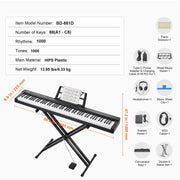 Charger l'image dans la visionneuse de galerie, SucceBuy Clavier de piano numérique 88 touches semi-lestées, taille standard, portable, 1000 sonorités pour débutants