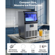 Load image into Gallery viewer, Amocart 80lbs-440lbs/24H Commercial Ice Maker Machine Stainless Steel Ice Maker with LED Display & Self-Cleaning for Bar Home