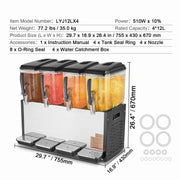 Load image into Gallery viewer, SucceBuy 4 Tanks Commercial Beverage Dispenser 10L/12L Per Tank Juice Dispenser Stainless Steel Ice Tea Drink Machine - AMOCART
