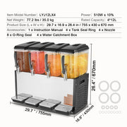 Bild in Galerie-Viewer laden, Amocart Commercial Beverage Dispenser 4 Tanks 10L/12L Per Tank Juice Dispenser Stainless Steel Ice Tea Drink Machine
