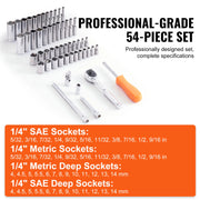 Load image into Gallery viewer, SucceBuy 6-Point Socket Opening 54 Pieces Tool Set SAE and Metric Standard Sockets with Storage Case for industrial or home use - AMOCART