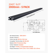 Load image into Gallery viewer, SucceBuy Linear Rail 4-5 PCS 1000mm/1200mm/1500mm/2000mm T Slot 2040 Aluminum Extrusion Profile for 3D Printer, CNC Machine DIY