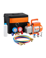 Load image into Gallery viewer, SucceBuy 3.5 CFM 4.5 CFM Vacuum Pump & Gauge Set, Single Stage Rotary Vane HVAC & Hoses for R134a R12 R22 R502a R410A R404 R407C