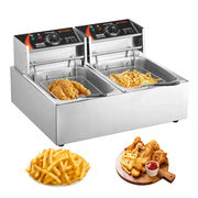 Charger l'image dans la visionneuse de galerie, Amocart 12L Electric Deep Fryer w/Dual Removable Tanks Commercial Countertop Fryer for Chicken French Fries Frying Chips
