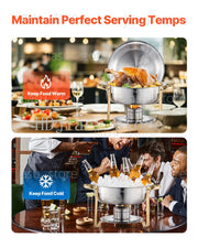 Load image into Gallery viewer, SucceBuy 4 Pack Chafing Dish Buffet Set Stainless Steel Chafer w/4 Full Size Pan Round Catering Warmer Server for Party Banquets
