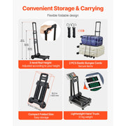 Bild in Galerie-Viewer laden, Amocart 290LBS Folding Hand Truck Collapsible Luggage Cart with 4 Wheels & Expandable Base Platform Dolly for Cargo Moving