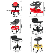 Load image into Gallery viewer, SucceBuy Rolling Garage Stool Car Detailing Stool Adjustable Height Mechanic Seat With Tool Tray Workshop Auto Repair Shop Stool