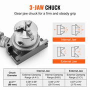 Load image into Gallery viewer, SucceBuy Precision Milling Rotary Table 4''/100mm Horizontal Vertical Model with 3-Jaw Chuck Indexing Tools for Milling Machines