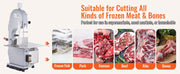 Bild in Galerie-Viewer laden, SucceBuy Commercial Electric Meat Bandsaw Stainless Steel Countertop Bone Sawing Machine 0.16-7.9 Inch Cutting Thickness Frozen Meat Cutter with 6 Blades for Rib Pork Beef