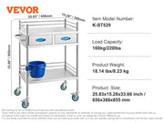 Charger l'image dans la visionneuse de galerie, Amocart Lab Trolley 3-Layer Rolling Cart Metal Mobile Trolley 220 lbs Weight Capacity for Lab Clinic Beauty and Salon