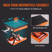 Load image into Gallery viewer, SucceBuy 1100 LBS Motorcycle Lift Motorcycle Scissor Lift Jack with Wide Deck & Safety Pin Steel Scissor Jack Fit for Motorcycle