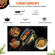 Load image into Gallery viewer, SucceBuy 4 Burners 30'' Electric Cooktop Induction Stove Top Built-in Magnetic Cooktop with 9 Heating Level Touch Screen Burner