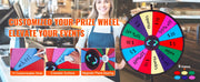 Load image into Gallery viewer, Amocart 18 Inch Tabletop Color Prize Wheel w/ Folding Tripod Floor Stand 14 Slots Dry Erase for Win Fortune Spinning Stand Game