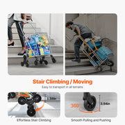 Charger l'image dans la visionneuse de galerie, SucceBuy Chariot de courses pliable 40 kg léger de rangement, chariot utilitaire d'escalier avec roues, chariot à main pour pique-nique et voyage en extérieur