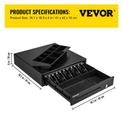 Load image into Gallery viewer, SucceBuy Cash Register Drawer 16" 12 V for POS System Tray Removable Coin Compartment & 2 Keys Included RJ11/RJ12 Cable Drawer