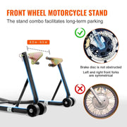 Bild in Galerie-Viewer laden, Amocart Motorcycle Stand Lift 850lbs Front Rear Combo Stand Lift Stand Front&Rear Wheel Fork Stand Heavy Duty Rear Wheel Stand
