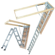 Load image into Gallery viewer, SucceBuy Attic Ladder Foldable 350pound 22.5" x 63" Multi-Purpose Aluminium Extension Light Fits 9.5'-12' Ceiling Heights