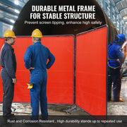 Load image into Gallery viewer, SucceBuy Welding Screen with Frame 6' x 6' 3 Flame-Resistant Vinyl Welding Protectionon 12 Swivel Wheels for Workshop Red/Green - AMOCART