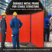Load image into Gallery viewer, Amocart Welding Screen with Frame 6' x 6' 3 Flame-Resistant Vinyl Welding Protectionon 12 Swivel Wheels for Workshop Red/Green