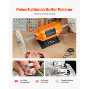 Charger l'image dans la visionneuse de galerie, Amocart 1/2HP Bench Buffer Polisher 8inch 1725RPM/3450RPM Dual Speed with 2PCS Cotton Wheels Cast Iron Base for Metal Jewelry