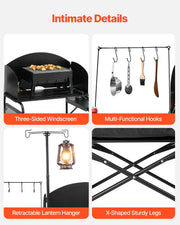 Load image into Gallery viewer, Amocart Camping Kitchen Table Folding Camp Cook Station Aluminum Portable Cook Station with Cupboard, Carrying Bag Windscreen