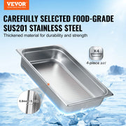 Load image into Gallery viewer, SucceBuy 4Pack Hotel Pans Full Size Anti-Jam Steam Pan with Lid Stainless Steel Steam Table Pan 4-Inch Deep Commercial Table Pan - AMOCART