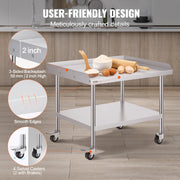 Load image into Gallery viewer, SucceBuy Stainless Steel Work Table Commercial Food Prep Worktable with 4 Wheels Heavy Duty Prep Worktable for Restaurant Home