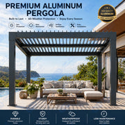 Load image into Gallery viewer, Motorized Bioclimatic Aluminum Pergola Adjustable Louvered Roof Outdoor Garden Gazebo For Patio Yard Deck All Weather Use
