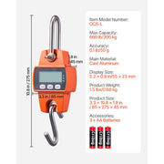 Load image into Gallery viewer, Amocart 660 lbs/300 kg Digital Crane Scale Portable Handheld Hanging Scale with LCD Display & Hook for Farm Hunting Fishing