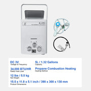 Load image into Gallery viewer, SIHAO 6L Portable Outdoor Gas Water Heater with Digital Display Shower Head Pressure Regulator for Camping Travel
