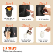 Load image into Gallery viewer, SucceBuy 6.5L 10L Wax Melter for Candle Making Large Electric Wax Melting Pot Easy Pour Spout 9-Level Temperature Control - AMOCART