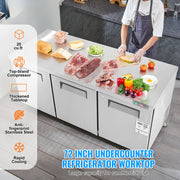 Load image into Gallery viewer, SucceBuy 72" Commercial Refrigerator Sandwich & Salad Prep Table 20Cu.Ft Food Prep Frost Free Refrigerator for Restaurant Bar - AMOCART