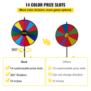 Load image into Gallery viewer, Amocart 18 Inch Tabletop Color Prize Wheel w/ Folding Tripod Floor Stand 14 Slots Dry Erase for Win Fortune Spinning Stand Game
