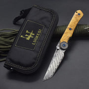 Load image into Gallery viewer, VG10 Damascus Steel Camphor Wood Handle Folding Knife With Back Clip Outdoor Camping Fishing Portable Tools Collecting Gifts EDC