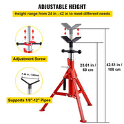 Load image into Gallery viewer, SucceBuy Pipe Holding Stand with Roller Head V-Head Folding Tripod Jack 12 inch Capacity Pipe working Supporting Clamped Tool