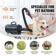 Load image into Gallery viewer, SucceBuy 2000W/2.7HP Dog Blow Dryer Adjustable Speed Temperature Control with 4 Nozzle and Extendable Hose for Pet Hair Grooming
