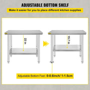 Load image into Gallery viewer, Amocart Kitchen Work Bench Commercial Catering Table Worktable with Undershelf Stainless Steel 330LBS 286LBS Restaurant Garage