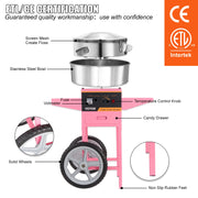 Charger l'image dans la visionneuse de galerie, Amocart Electric Cotton Candy Machine with Cart 1000W Commercial Floss Maker with Stainless Steel Bowl Sugar Scoop and Drawer