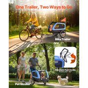 Charger l'image dans la visionneuse de galerie, SucceBuy Dog Bike Trailer Supports up to 88 lbs 2-in-1 Pet Stroller Cart Bicycle Carrier for Dogs Easy Folding Frame with Wheel