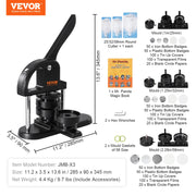 Load image into Gallery viewer, SucceBuy Button Maker 25/32/58 Pin Maker with Button Parts Ergonomic Arc Handle Punch Press Kit Button Maker Machine